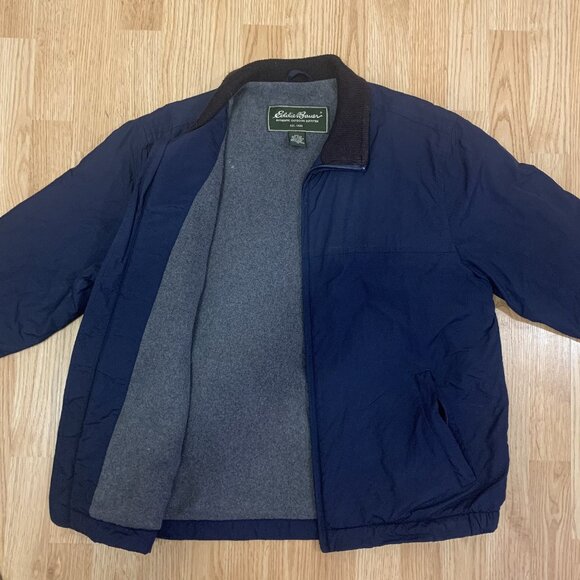 Vintage Eddie Bauer Bomber Jacket Mens Medium Blue Outdoor Zipup - Picture 1 of 11